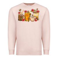 Pale Pink Honey And Bee With Flower Coffee Cup Premium Sweatshirt - BundleAndBundleShop