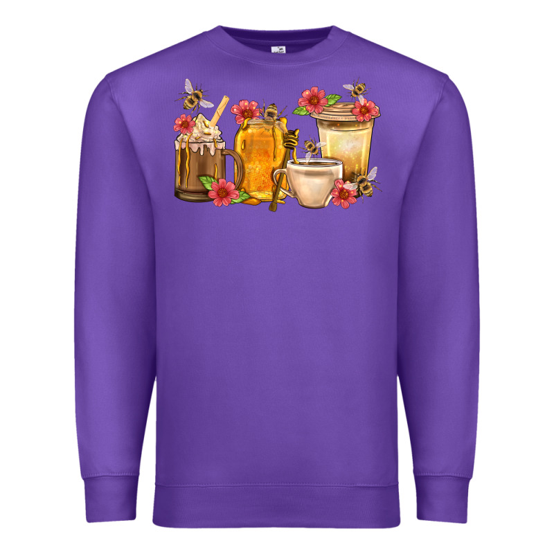 Honey And Bee With Flower Coffee Cup Premium Sweatshirt by BundleAndBundleShop | Teevron