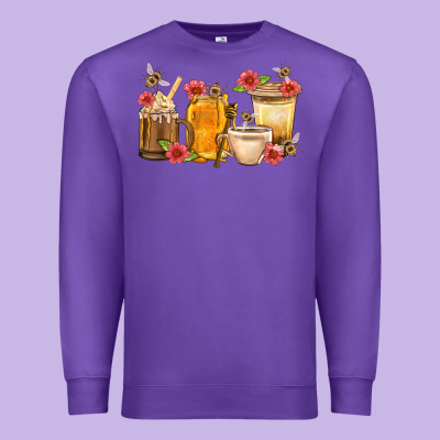 Honey And Bee With Flower Coffee Cup Premium Sweatshirt Designed By Bundleandbundleshop
