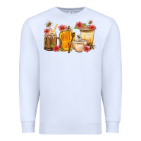 White Honey And Bee With Flower Coffee Cup Premium Sweatshirt - BundleAndBundleShop