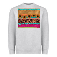 Heather Grey leopard sunflower gemstone Heavyweight Sweatshirt - JahusDesignShop