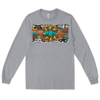 Heather Grey leopard sunflower mom license plate Long Sleeve Tee - Artiststas