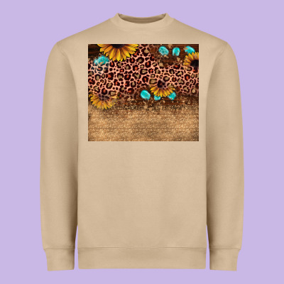 Leopard Glitter Sunflower Gemstone Heavyweight Sweatshirt Designed By Jahusdesignshop