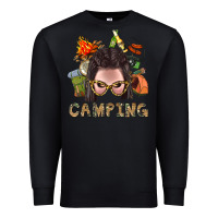 Black Camping Braid Hair Woman With Fire Bbs Premium Sweatshirt - BundleAndBundleShop