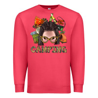 Cardinal Camping Braid Hair Woman With Fire Bbs Premium Sweatshirt - BundleAndBundleShop