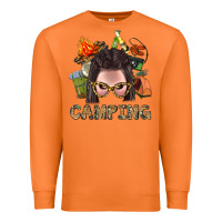 Carrot Camping Braid Hair Woman With Fire Bbs Premium Sweatshirt - BundleAndBundleShop