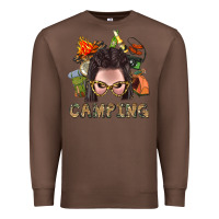 Chestnut Camping Braid Hair Woman With Fire Bbs Premium Sweatshirt - BundleAndBundleShop