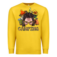 Lemon Camping Braid Hair Woman With Fire Bbs Premium Sweatshirt - BundleAndBundleShop