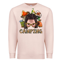 Pale Pink Camping Braid Hair Woman With Fire Bbs Premium Sweatshirt - BundleAndBundleShop