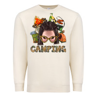Sandshell Camping Braid Hair Woman With Fire Bbs Premium Sweatshirt - BundleAndBundleShop