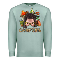 Seafoam Camping Braid Hair Woman With Fire Bbs Premium Sweatshirt - BundleAndBundleShop