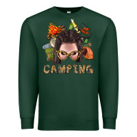 Sports Green Camping Braid Hair Woman With Fire Bbs Premium Sweatshirt - BundleAndBundleShop