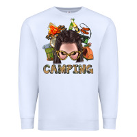 Camping Braid Hair Woman With Fire Bbs Premium Sweatshirt | Teevron