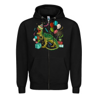 Black party t rex Zipper Hoodie - MaliasSmallBusiness