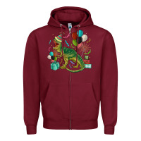 Burgundy party t rex Zipper Hoodie - MaliasSmallBusiness