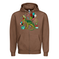 Chestnut party t rex Zipper Hoodie - MaliasSmallBusiness