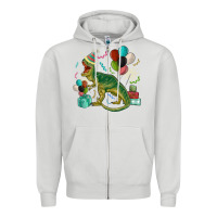 Dove Grey party t rex Zipper Hoodie - MaliasSmallBusiness