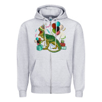 Heather Grey party t rex Zipper Hoodie - MaliasSmallBusiness