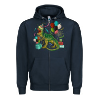 Navy party t rex Zipper Hoodie - MaliasSmallBusiness