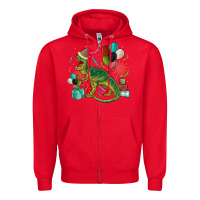 Red party t rex Zipper Hoodie - MaliasSmallBusiness