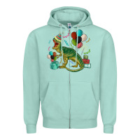 Seafoam party t rex Zipper Hoodie - MaliasSmallBusiness