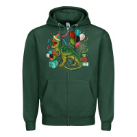 Sports Green party t rex Zipper Hoodie - MaliasSmallBusiness