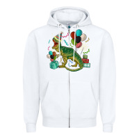 White party t rex Zipper Hoodie - MaliasSmallBusiness