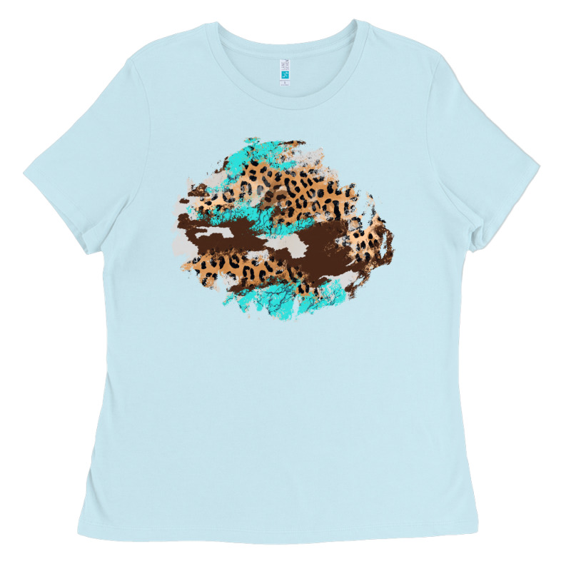 Cowhide Leopard Turquoise Patch Ladies Tee by AdoDesignShop | Teevron