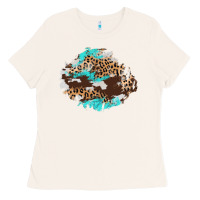 Bone cowhide leopard turquoise patch Ladies Tee - AdoDesignShop