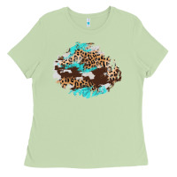 Matcha cowhide leopard turquoise patch Ladies Tee - AdoDesignShop