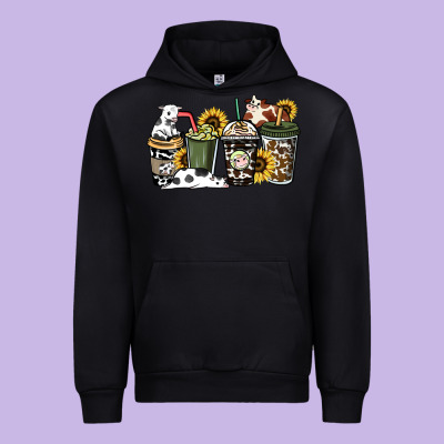 Cowhide Coffee Cups Urban Hoodie Designed By Howdyjamesfarm