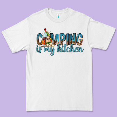 Premium Tee camping is my kitchen with wine