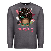 Charcoal Heather Afro Messy Bun Nursing Bbs Premium Sweatshirt - BundleAndBundleShop