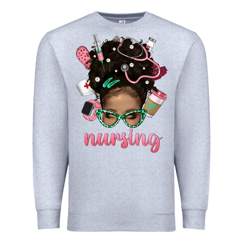 Afro Messy Bun Nursing Bbs Premium Sweatshirt by BundleAndBundleShop | Teevron
