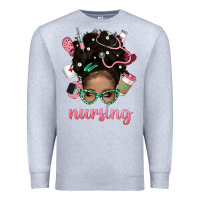 Heather Grey Afro Messy Bun Nursing Bbs Premium Sweatshirt - BundleAndBundleShop