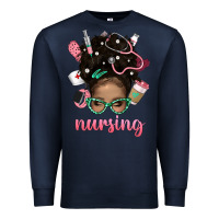 Navy Afro Messy Bun Nursing Bbs Premium Sweatshirt - BundleAndBundleShop