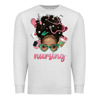 Oatmeal Heather Afro Messy Bun Nursing Bbs Premium Sweatshirt - BundleAndBundleShop