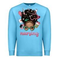 Ocean Blue Afro Messy Bun Nursing Bbs Premium Sweatshirt - BundleAndBundleShop