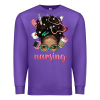 Purple Afro Messy Bun Nursing Bbs Premium Sweatshirt - BundleAndBundleShop