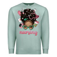 Seafoam Afro Messy Bun Nursing Bbs Premium Sweatshirt - BundleAndBundleShop