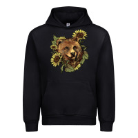 Foreset Green Bear head sunflower Urban Hoodie - HowdyJamesFarm