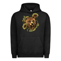 Pigment Black Bear head sunflower Urban Hoodie - HowdyJamesFarm