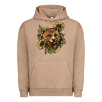 Pigment Burro Bear head sunflower Urban Hoodie - HowdyJamesFarm