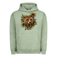 Pigment Oil Green Bear head sunflower Urban Hoodie - HowdyJamesFarm