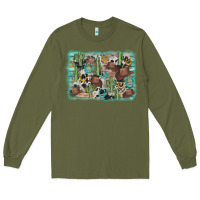 Army Green cactus cowboy hat background Long Sleeve Tee - AdoDesignShop