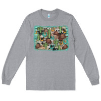 Heather Grey cactus cowboy hat background Long Sleeve Tee - AdoDesignShop