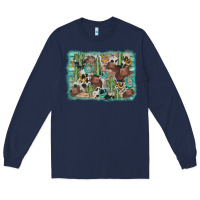 Navy cactus cowboy hat background Long Sleeve Tee - AdoDesignShop