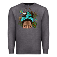 Charcoal Heather Lake Camping Afro Messy Bun Bbs Premium Sweatshirt - BundleAndBundleShop