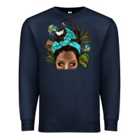 Navy Lake Camping Afro Messy Bun Bbs Premium Sweatshirt - BundleAndBundleShop