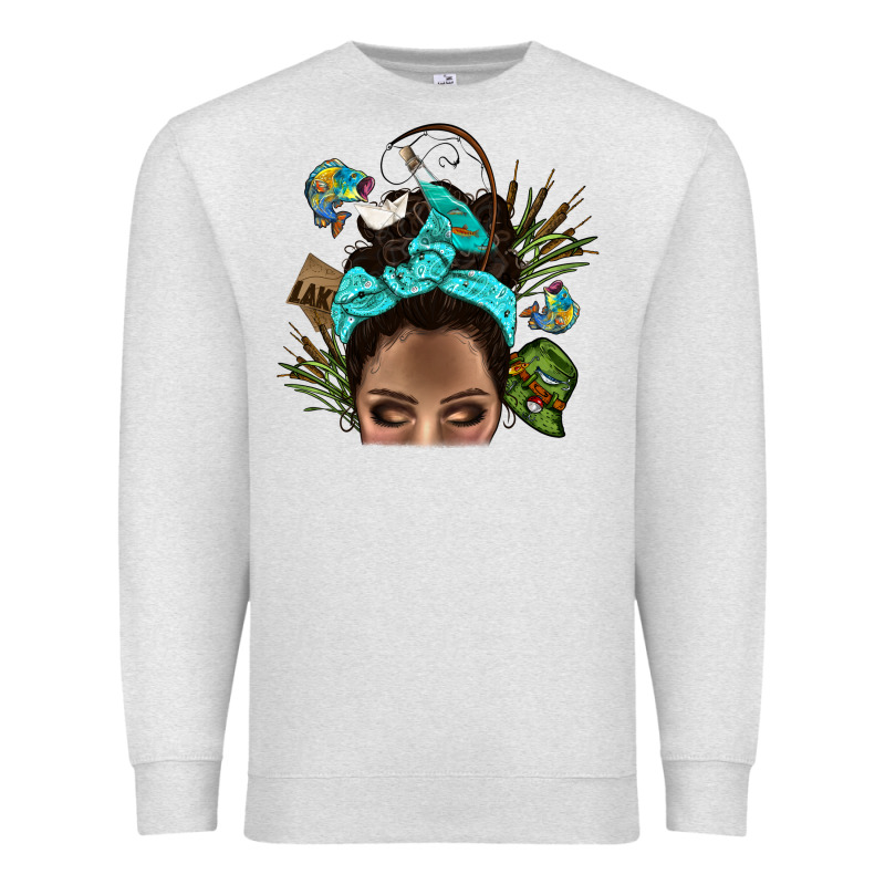Lake Camping Afro Messy Bun Bbs Premium Sweatshirt by BundleAndBundleShop | Teevron